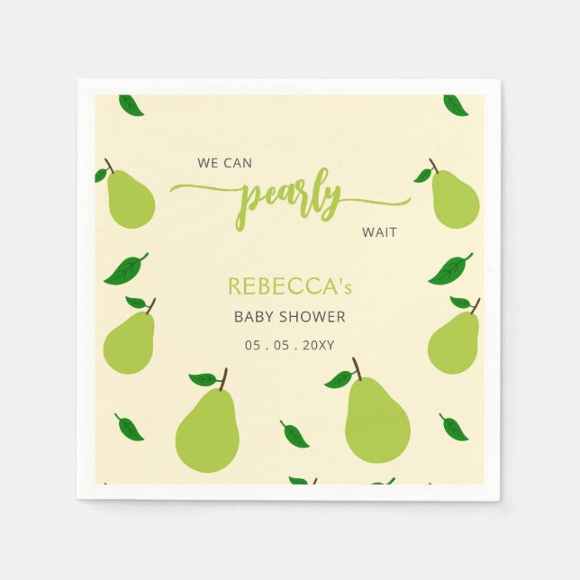 We Can Pearly Wait Fall Pear Baby Shower Napkins (Front)