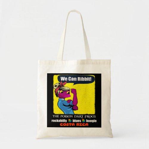 We can Ribbit Vintage Rosie the Riveter Distressed Tote Bag