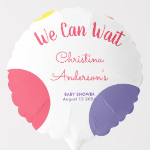 We Can Wait Colourful Rainbow Stripe Baby Shower Balloon