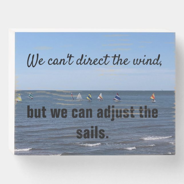 WE CAN't DIRECT THE WIND wooden box sign (Front Horizontal)