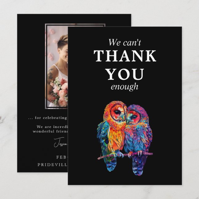 We can't thank you.. LGBTQ  Eternal Unity wedding  Thank You Card (Front/Back)