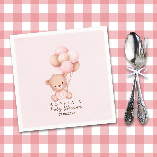 We can't wait any more Nice bear Rosa Baby shower Napkins (Creator Uploaded)