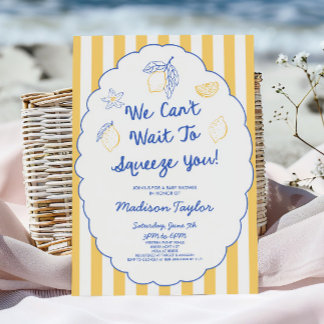 We Can't Wait To Squeeze Lemon Floral Baby Shower Invitation