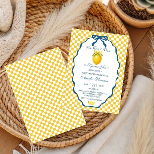 We Can't Wait to Squeeze You Citrus Lemon Baby  Invitation