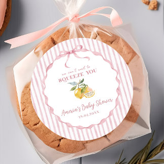 We can't wait to Squeeze You Lemon Baby Shower Classic Round Sticker