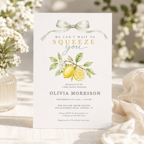 Summer Lemon Modern baby shower invitation