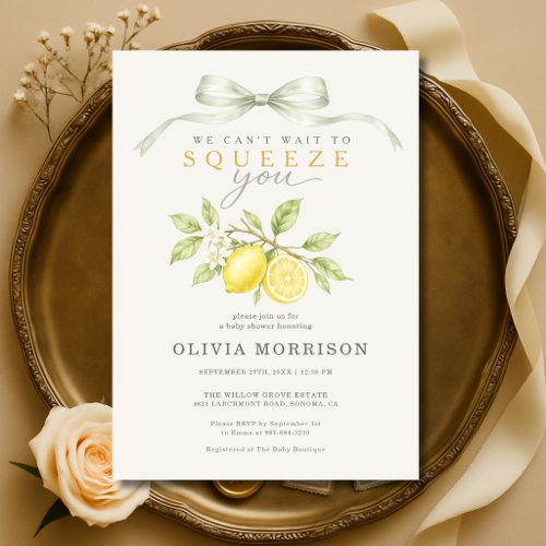 We Can't Wait to Squeeze You Lemon Baby Shower Invitation