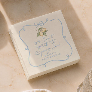 We Can't Wait To Squeeze You Lemon Baby Shower Napkins