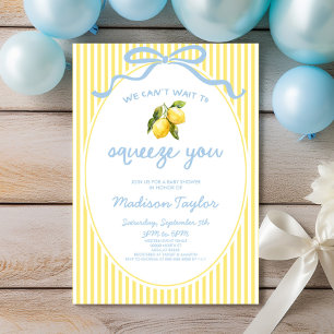 We Can't Wait To Squeeze You Lemon Bow Baby Shower Invitation