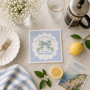 We Can't Wait to Squeeze You Lemon Bow Baby Shower Napkins