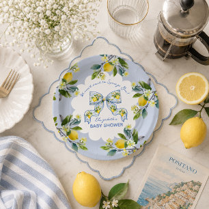 We Can't Wait to Squeeze You Lemon Bow Baby Shower Paper Plates