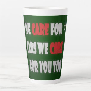 We Care For Cars Latte Mug