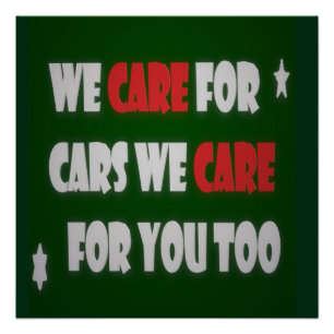 We Care For Cars Poster