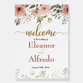 we celebrate our love Floral Gold Geometric Sign