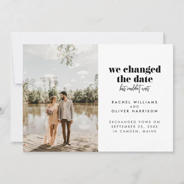 We Changed the Date But Couldn't Wait Elopement Announcement | Zazzle