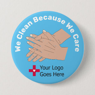 We Clean Because We Care Button