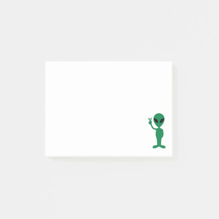 We Come In Peace Little Green Man Alien Silhouette Post It Notes Zazzle Com