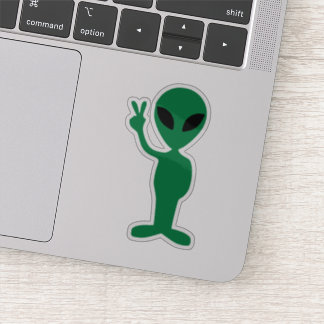 We Come in Peace Little Green Man Alien Silhouette Sticker