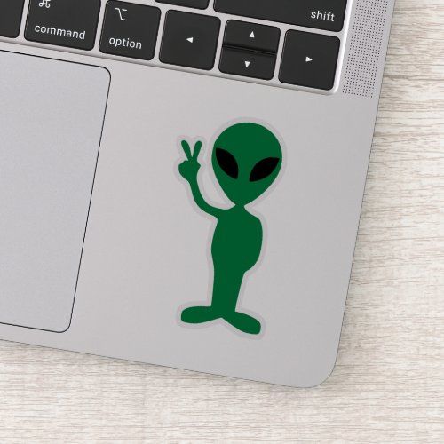We Come in Peace Little Green Man Alien Silhouette Sticker