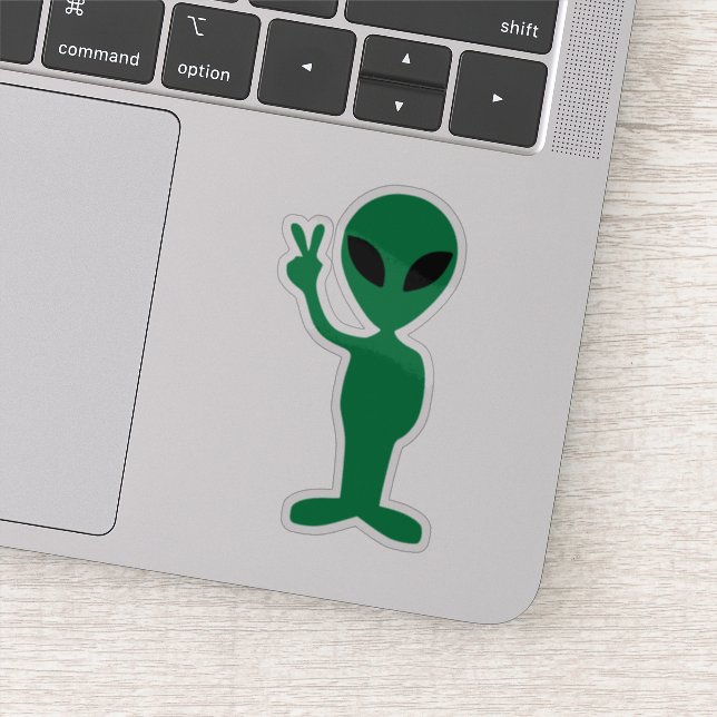 We Come in Peace Little Green Man Alien Silhouette Sticker (Detail)
