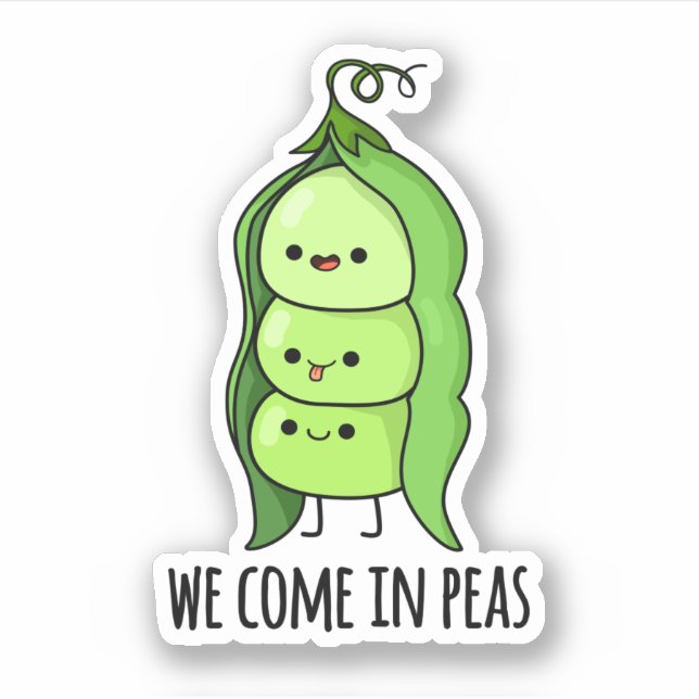 We Come In Peas Funny Pea Pun Sticker (Front)