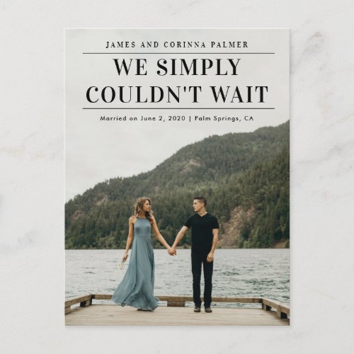 We could not wait wedding announcement postcard