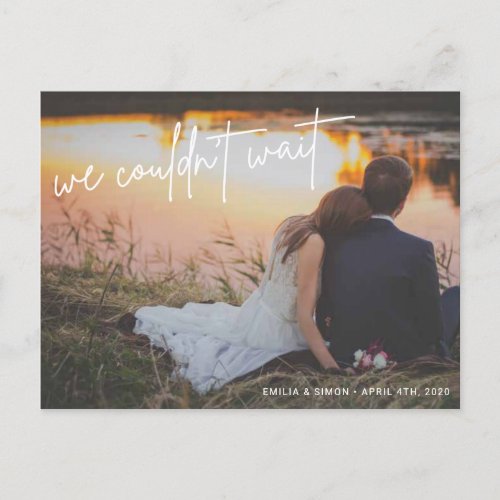 We Couldnt Wait Wedding Announcement Postcard