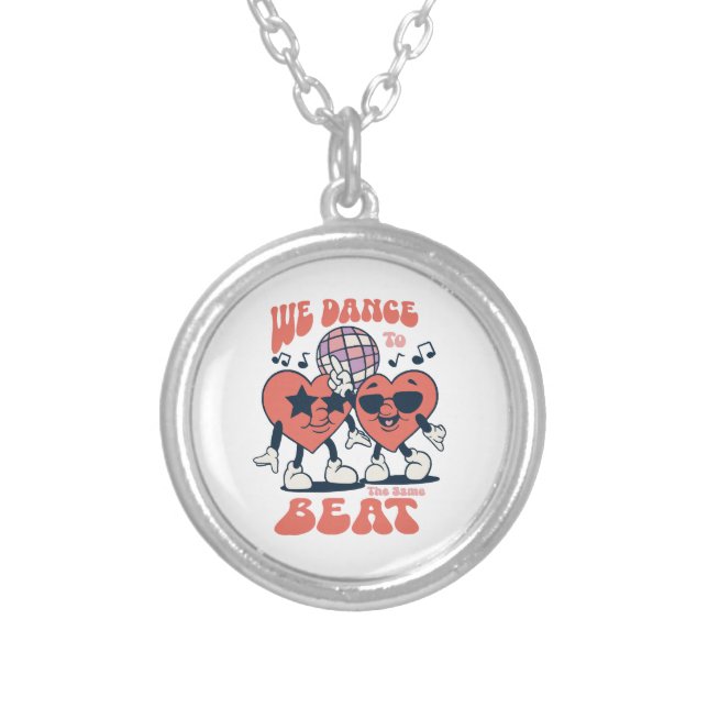 we dance to the same beat silver plated necklace (Front)