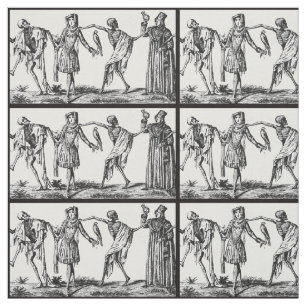 "We Dance With Death" Black Plague Fabric
