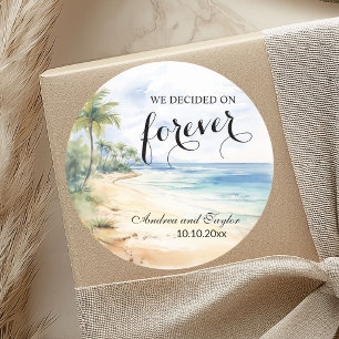 We decided on Forever Beach and Palm Trees Classic Round Sticker