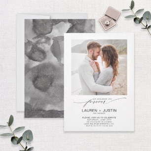 We Decided on Forever Black White Photo Engagement Invitation