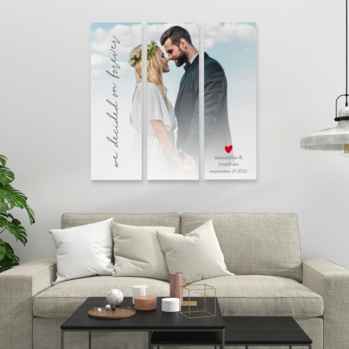 We Decided On Forever Newlywed Photo Names Wedding Triptych