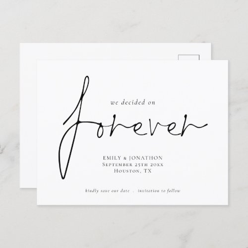 We Decided on Forever Script Text Save The Date Invitation Postcard