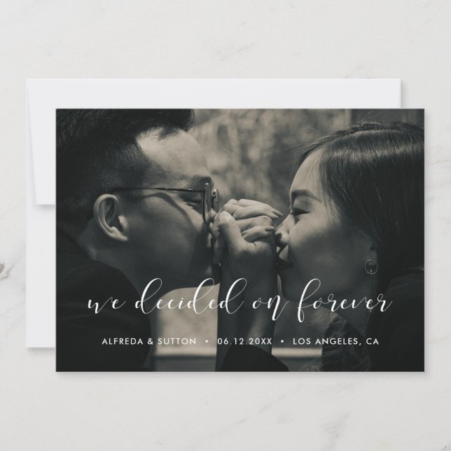 We decided on forever Simple and elegant photo Announcement (Front)