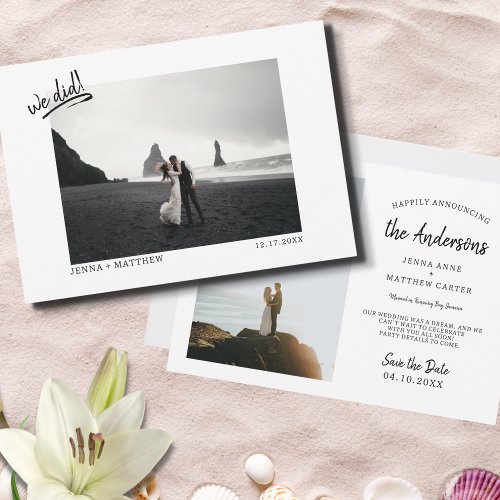 We Did Beach Just Married Photo Announcement 