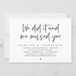 We did it and we missed you, Wedding Elopement In Invitation