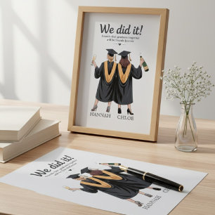 We Did It Best Friends Graduation Illustration Canvas Print