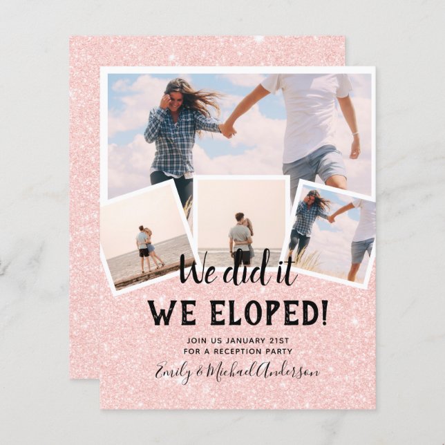 We Did It ELOPEMENT PHOTO Wedding RECEPTION Budget (Front/Back)