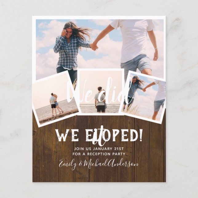 We Did It ELOPEMENT PHOTO Wedding RECEPTION Budget Flyer (Front)