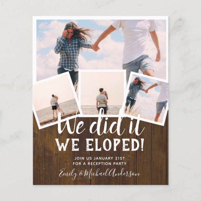 We Did It ELOPEMENT PHOTO Wedding RECEPTION Budget Flyer (Front)