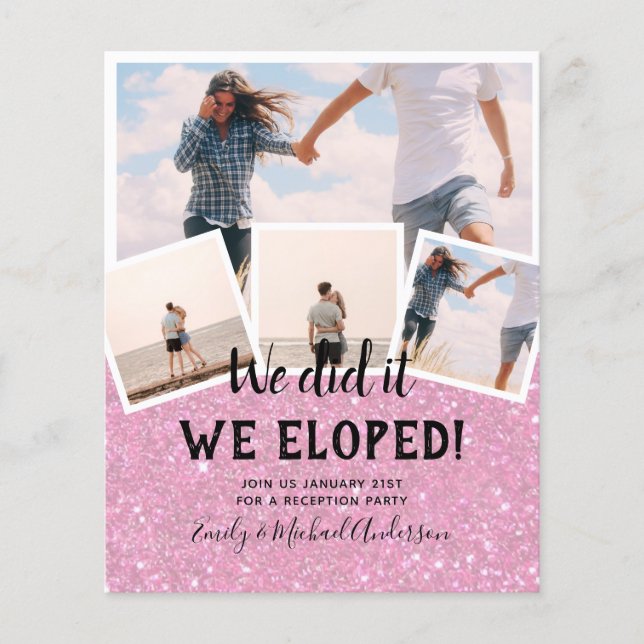We Did It ELOPEMENT PHOTO Wedding RECEPTION Budget Flyer (Front)