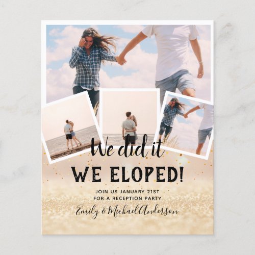 We Did It ELOPEMENT PHOTO Wedding RECEPTION Budget Flyer