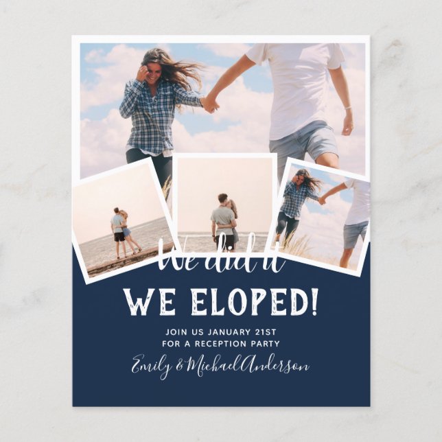 We Did It ELOPEMENT PHOTO Wedding RECEPTION Budget Flyer (Front)