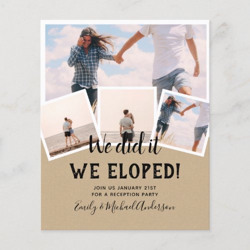 We Did It ELOPEMENT PHOTO Wedding RECEPTION Budget Flyer