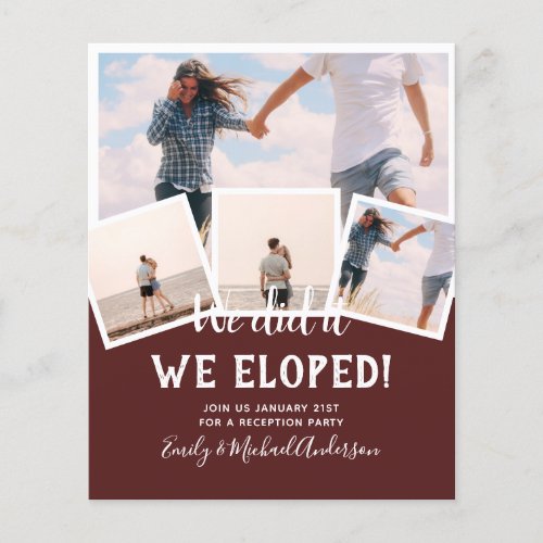 We Did It ELOPEMENT PHOTO Wedding RECEPTION Budget Flyer