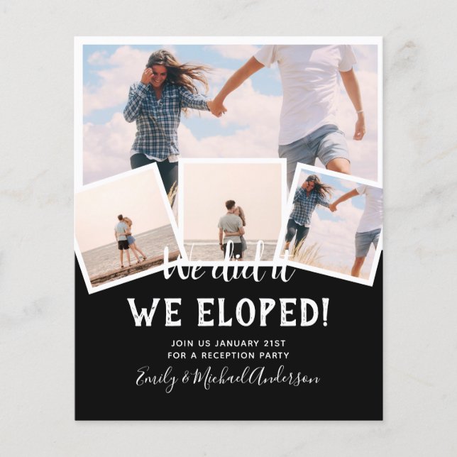 We Did It ELOPEMENT PHOTO Wedding RECEPTION Budget Flyer (Front)