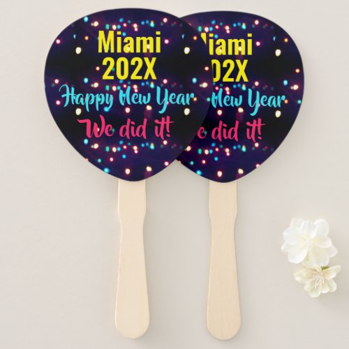 We Did It Happy New Year 2023 Holiday Lights Hand Fan