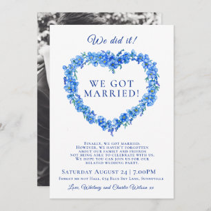 We did it married blue forget-me-not wedding party