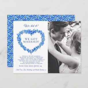 We did it married blue forget-me-not wedding party
