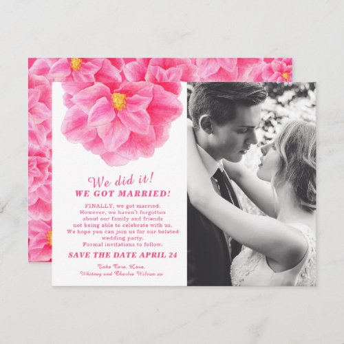 We did it married camellia pink wedding party